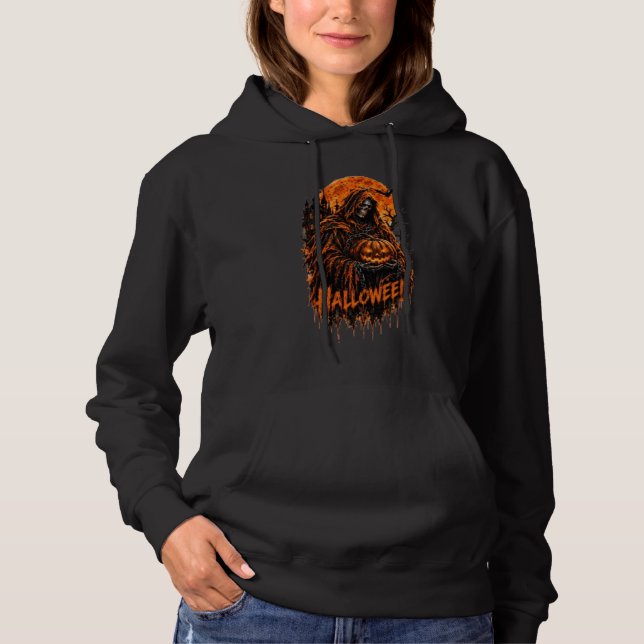 Halloween Döden Pumpa Gotisk Skräckdesign T Shirt (Framsida)
