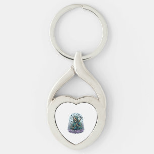 Halloween Dödens Skördeman Måneskens Vektor Twisted Heart Silverfärgad Nyckelring