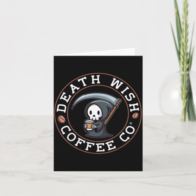 Halloween Dödgrävaren Dricker Kaffe Death Wish Kort (Framsida)