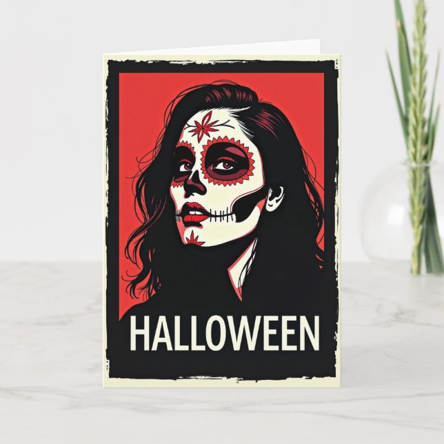 Halloween Dödskalle Ansiktskort Kort (Framsida)