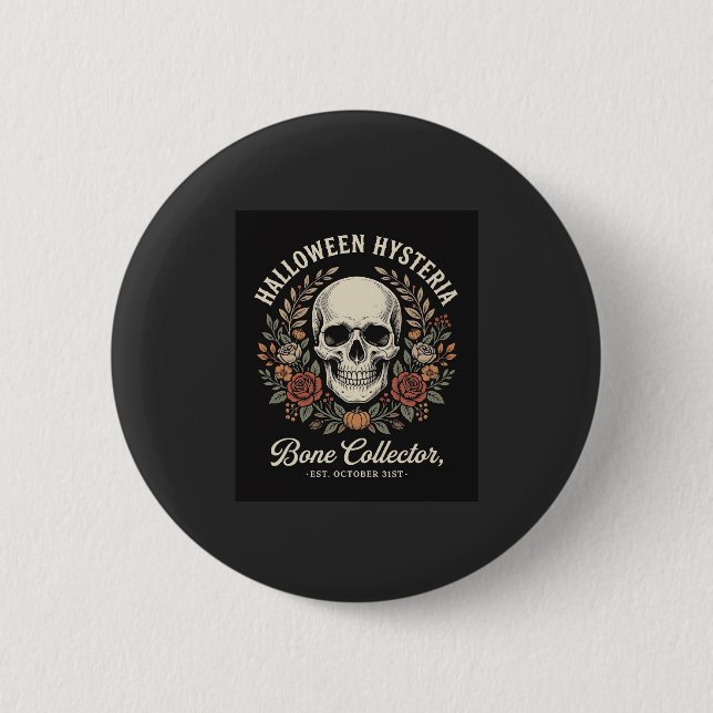 Halloween Dödskalle Blommig Ben Kollektor Design_1 Knapp (Framsida)