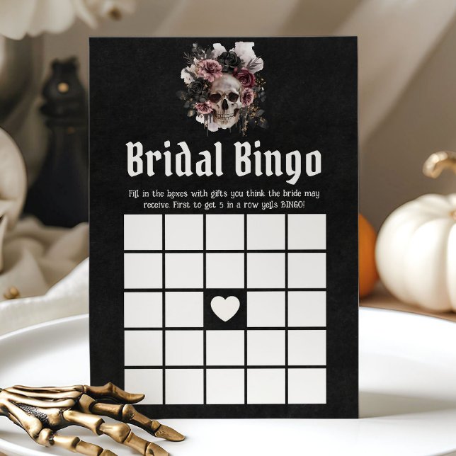 Halloween Dödskalle Bröllopsdusch Bröllopsbingo Inbjudningar (Halloween Skull Bridal Shower Bridal Bingo Game)