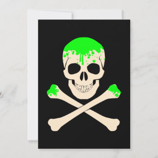 halloween dödskalle korsade ben slime skelett inbjudningar