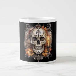 Halloween, Dödskalle-mönster, Ljus Calavera, Jumbo Mugg