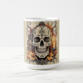 Halloween, Dödskalle-mönster, Ljus Calavera, Magisk Mugg
