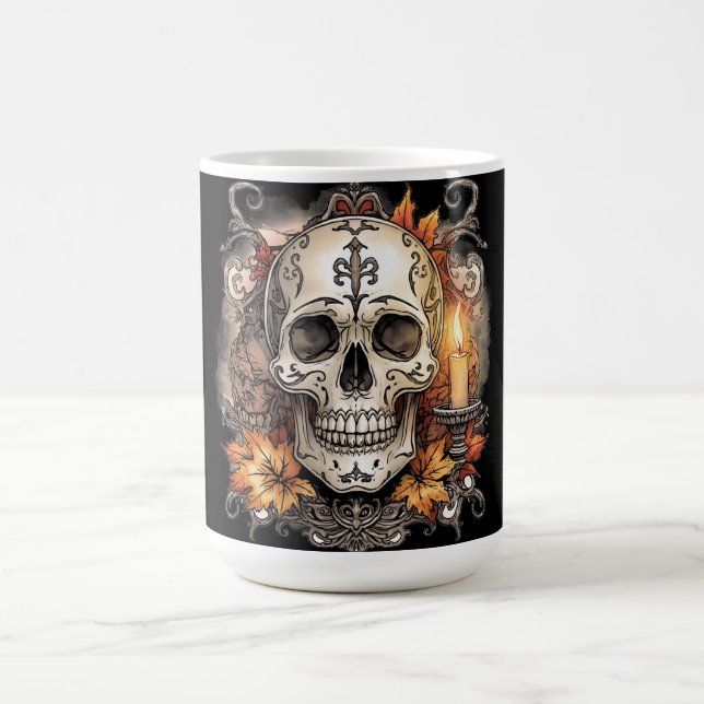 Halloween, Dödskalle-mönster, Ljus Calavera, Magisk Mugg (Center)