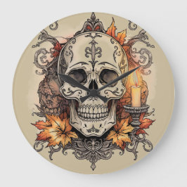Halloween, Dödskalle-mönster, Ljus Calavera Stor Klocka