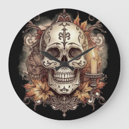 Halloween, Dödskalle-mönster, Ljus Calavera Stor Klocka