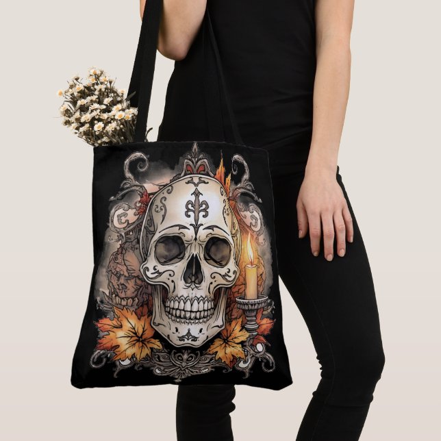 Halloween, Dödskalle-mönster, Ljus Calavera Tygkasse (Närbild)