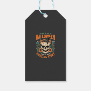 Halloween Dödskalle Pumpa Jakt Natt Design_1 Presentetikett