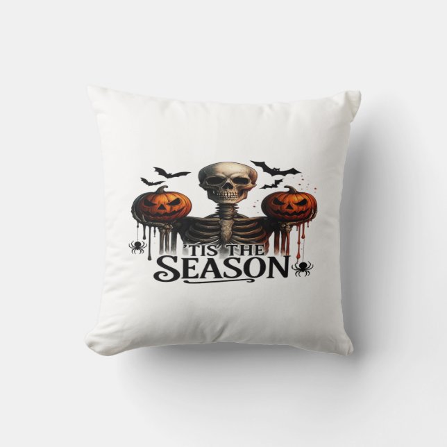 Halloween Dödskalle Skelett Kudde (Framsida)