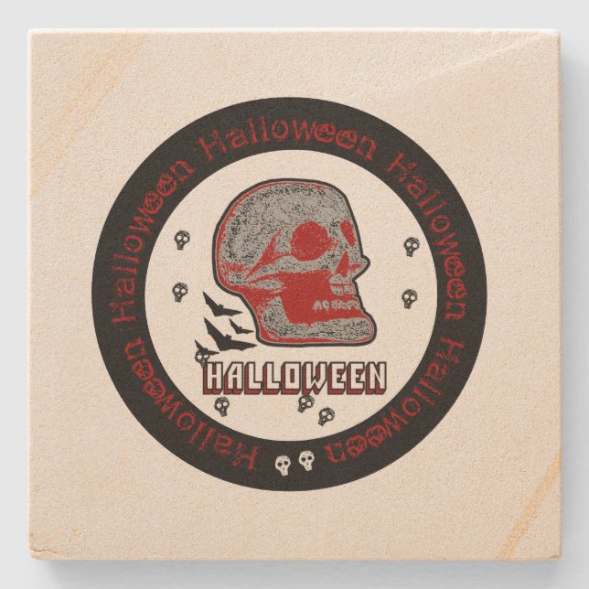 Halloween Dödskalle Stenunderlägg (Framsidan)