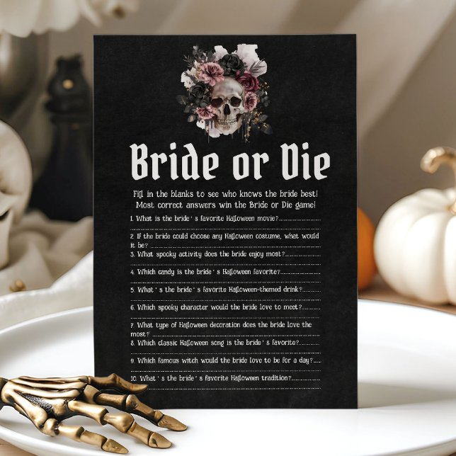 Halloween Dödskalle Vem Känner Bruden Bäst Spelet Inbjudningar (Halloween Skull Who Knows The Bride Best Game)