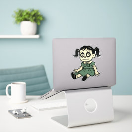 Halloween Doll Girl Sticker – Cute Spooky Design Klistermärken