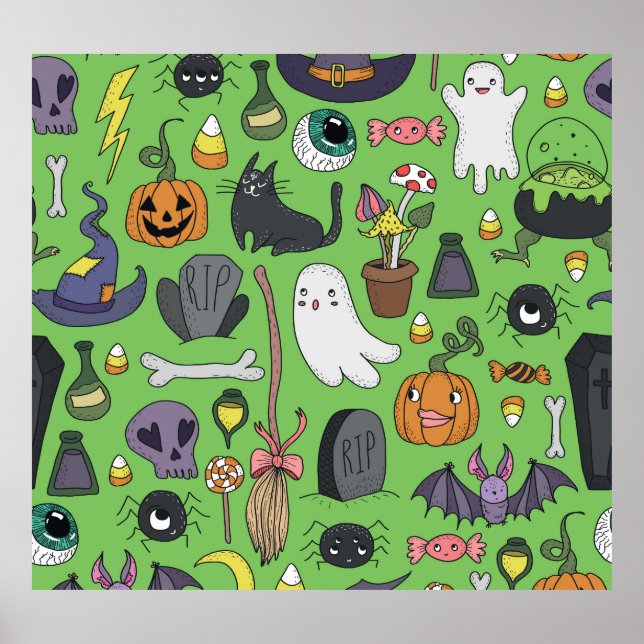 Halloween Doodle: Cute Seamless Concept Poster (Framsidan)