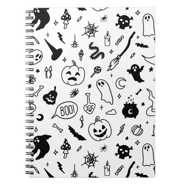 halloween doodle note journal art decor anteckningsbok (Framsidan)