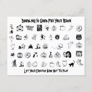 Halloween Doodle-vykort Helg Vykort