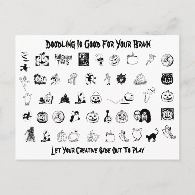 Halloween Doodle-vykort Helg Vykort (Framsida)