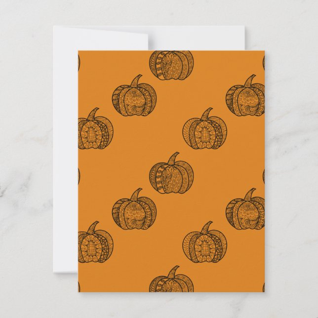 Halloween doodles boho mandala pumpkins Autumn Inbjudningar (Framsida)