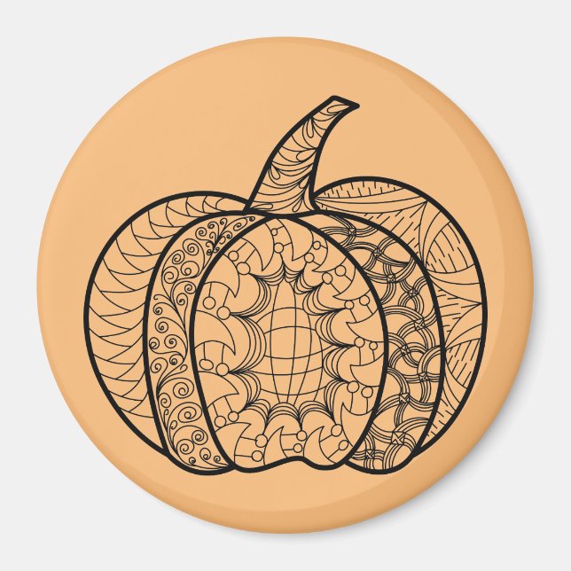 Halloween doodles boho mandala pumpkins Autumn Magnet (Framsidan)