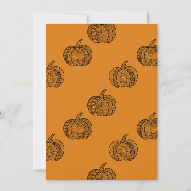 Halloween doodles boho mandala pumpor Höst Inbjudningar (Framsida)
