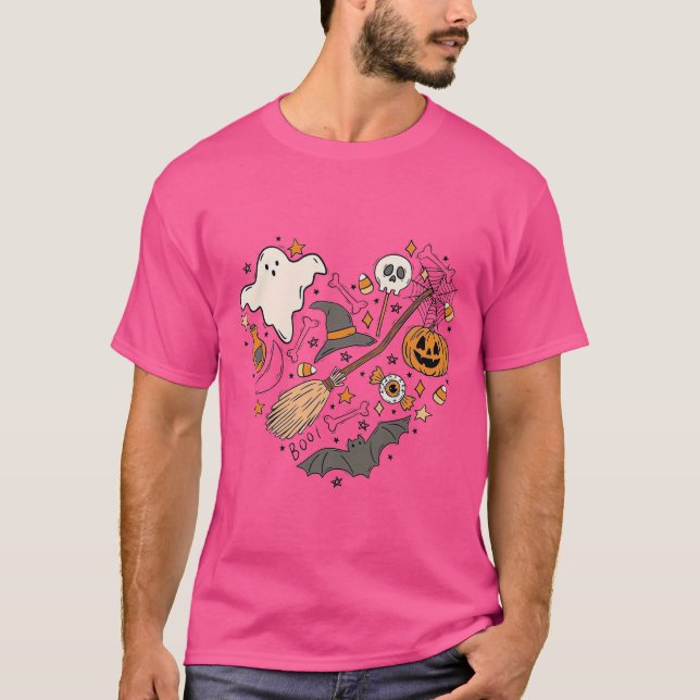 Halloween Doodles HEarth Sweatshirt Halloween Pump T Shirt (Framsida)