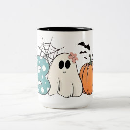 Halloween Doodles Shirt for Women Cute Boo Vintage Två-Tonad Mugg