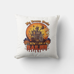 Halloween Dörrväktare Spöke Domstol Pumpa Kvast Kudde