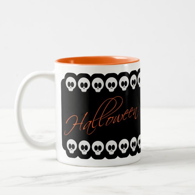 Halloween Döskallar Black White & Orange Mugg (Vänster)