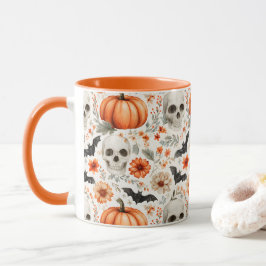 Halloween-Döskallar, blommor och pumpor Mugg