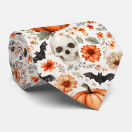 Halloween-Döskallar, blommor och pumpor Slips
