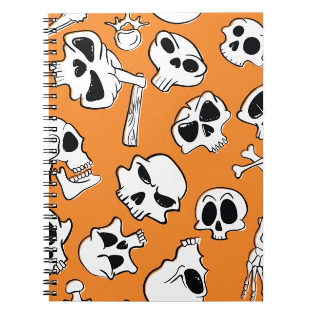 Halloween Döskallar Bones Doodle Mönster Anteckningsbok (Framsidan)