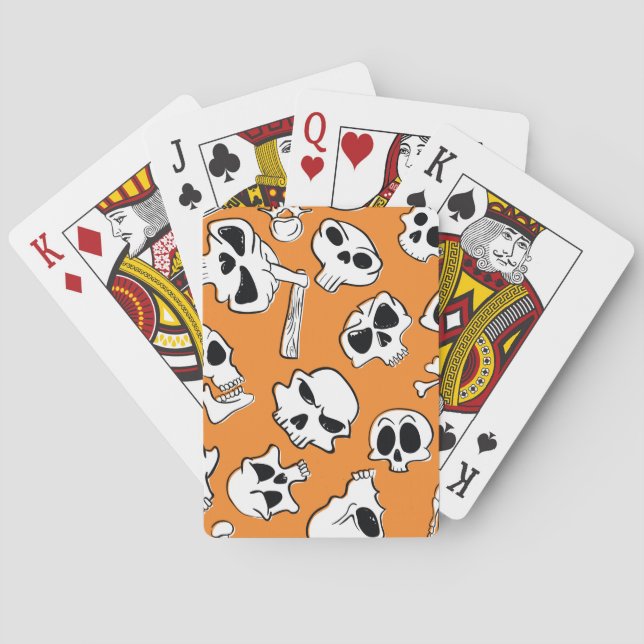 Halloween Döskallar Bones Doodle Mönster Casinokort (Baksidan)