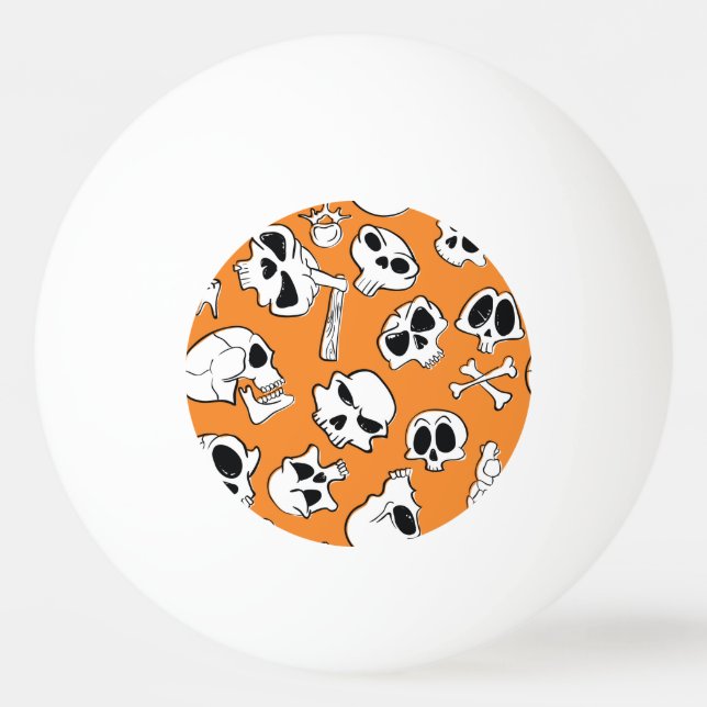 Halloween Döskallar Bones Doodle Mönster Pingisboll (Framsidan)