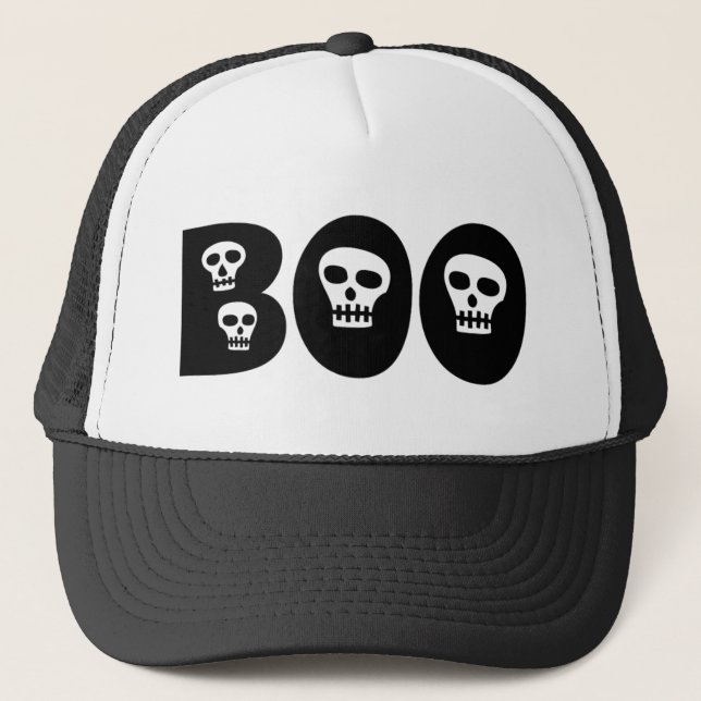 Halloween-Döskallar "Boo" Truckerkeps (Framsida)