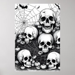 Halloween Döskallar Horror, Spooky Fladdermus Nigh Poster
