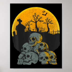 Halloween-Döskallar: Måne Skeleton Costume Kids Poster