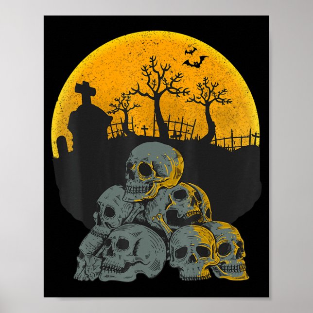 Halloween-Döskallar: Måne Skeleton Costume Kids Poster (Framsidan)