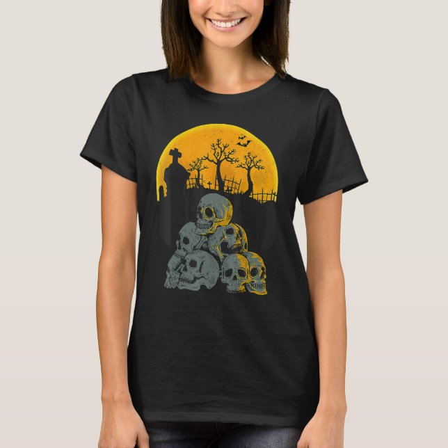 Halloween-Döskallar: Måne Skeleton Costume Kids T Shirt (Framsida)