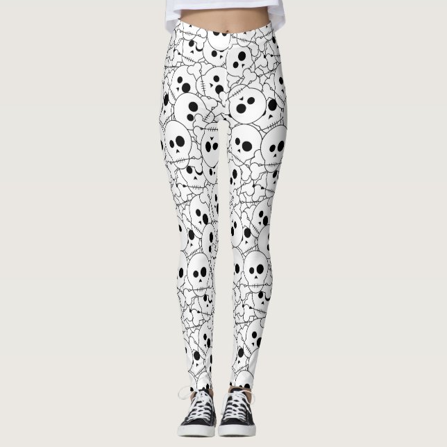 Halloween Döskallar Mönster Leggings (Framsida)