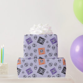 Halloween-Döskallar Sömlös Lila Wrapping Papper Presentpapper