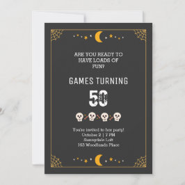 Halloween-döskallar svart 50-årsdag inbjudningar
