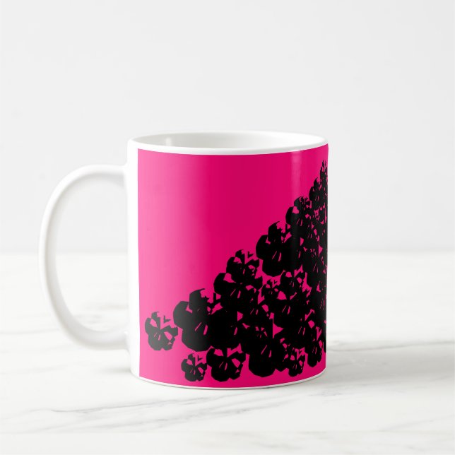 Halloween-döskallar svart, neon rosa magenta kaffemugg (Vänster)