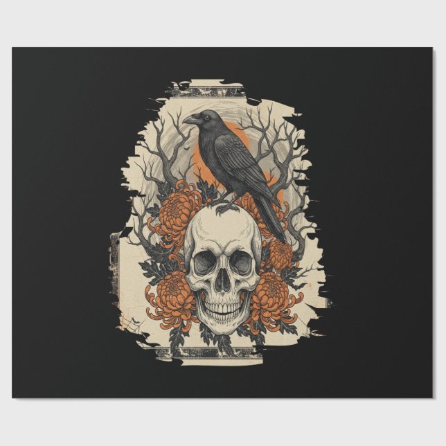 Halloween Döskalle Presentpapper (Platt)