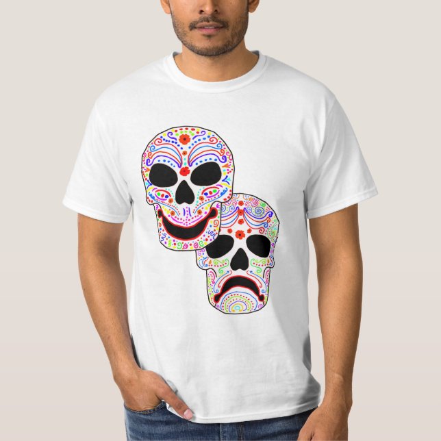 Halloween DOTD Komedi-Tragedi döskallar Tröja (Framsida)