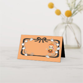 Halloween dov i pumpakostym orange placeringskort