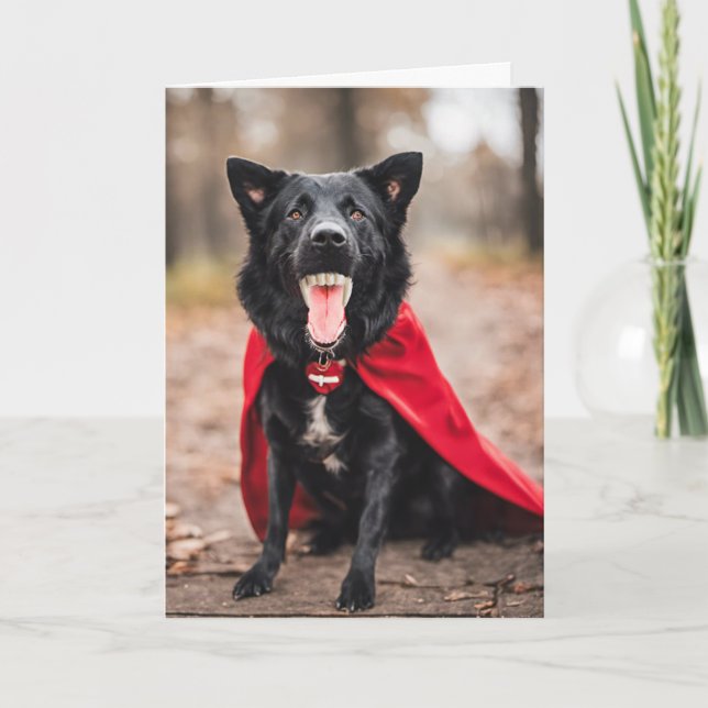 Halloween Dracula Hund Helgkort (Framsida)