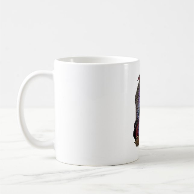 Halloween Dracula Röd Måne Fladdermöss Skalle_1 Kaffemugg (Vänster)