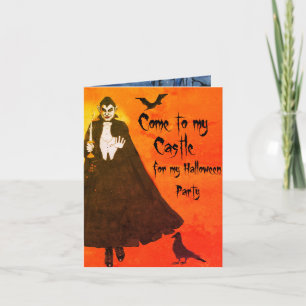 Halloween Dracula's Castle Cloak Candlestick Glow Inbjudan