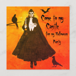 Halloween Dracula's Castle Cloak Candlestick Glow Inbjudningar